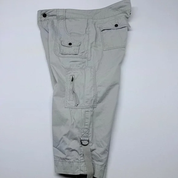 French Cuff Womens Cargo Capri Pants Size 10 Grey Dove Cotton Utility FGL274166 - Picture 4 of 9